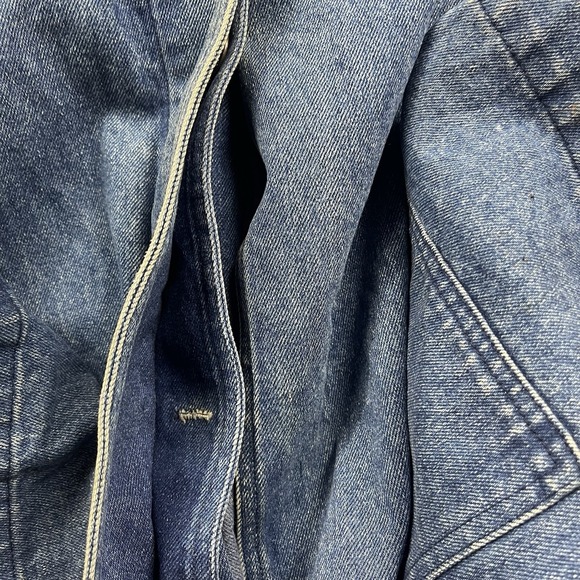 Vintage Eddie Bauer Jacket Womens Large Denim Coat Chore Barn Button Up - Picture 6 of 15